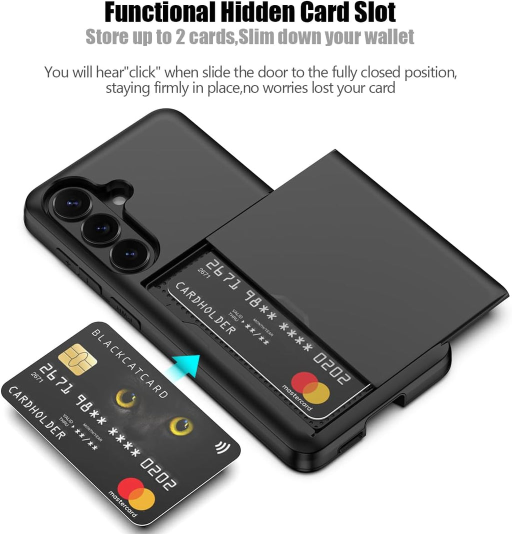 Samsung Galaxy S26 Plus Shockproof Wallet Case Card Cover BLACK
