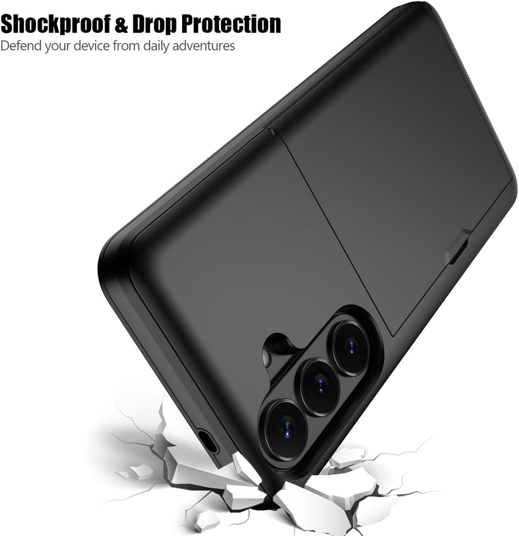 Samsung Galaxy S26 Plus Shockproof Wallet Case Card Cover BLACK