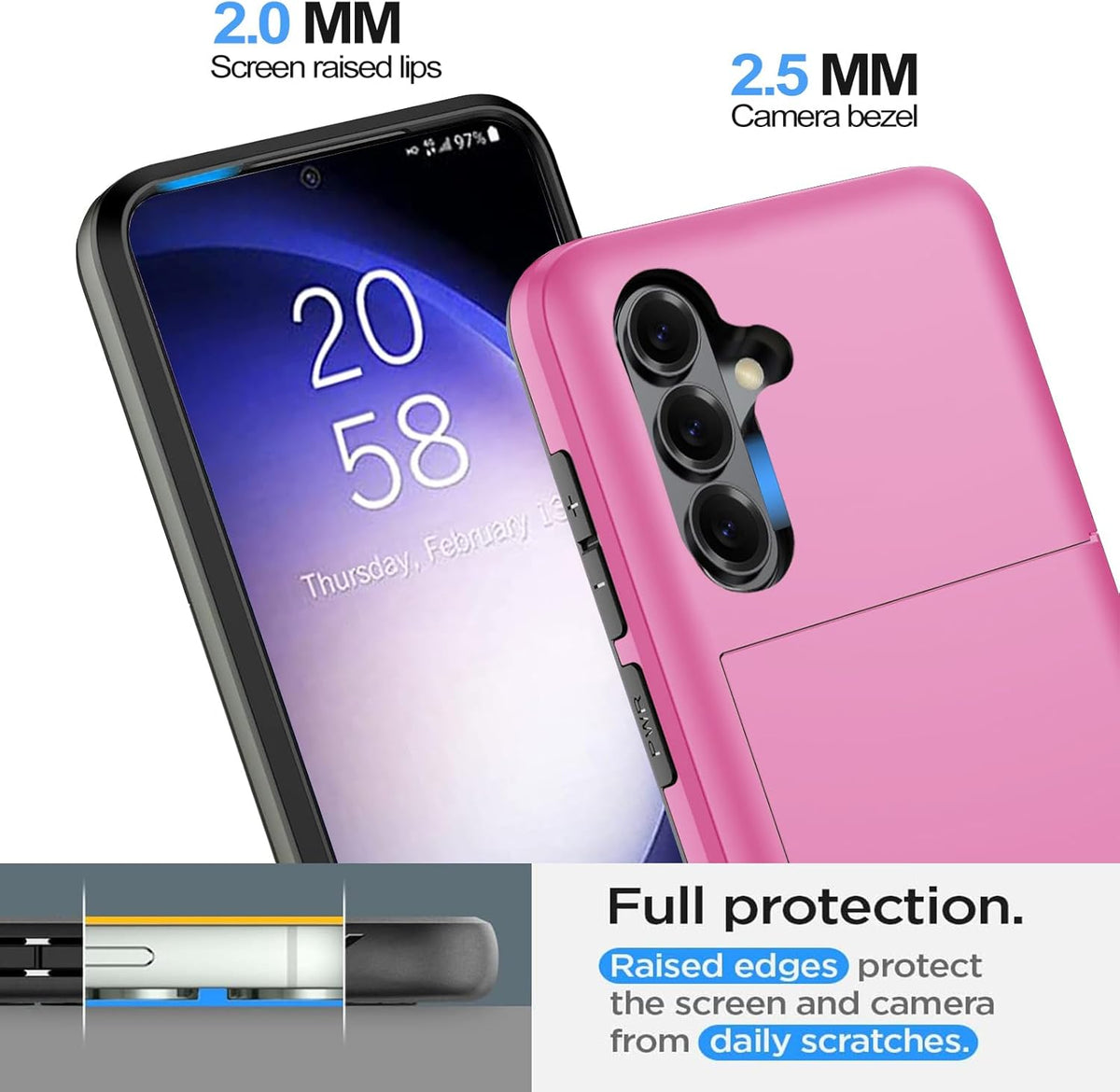 Samsung Galaxy S26 Plus Shockproof Wallet Case Card Cover HOT PINK