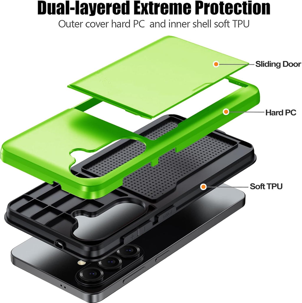 Samsung Galaxy S26 Plus Shockproof Wallet Case Card Cover GREEN
