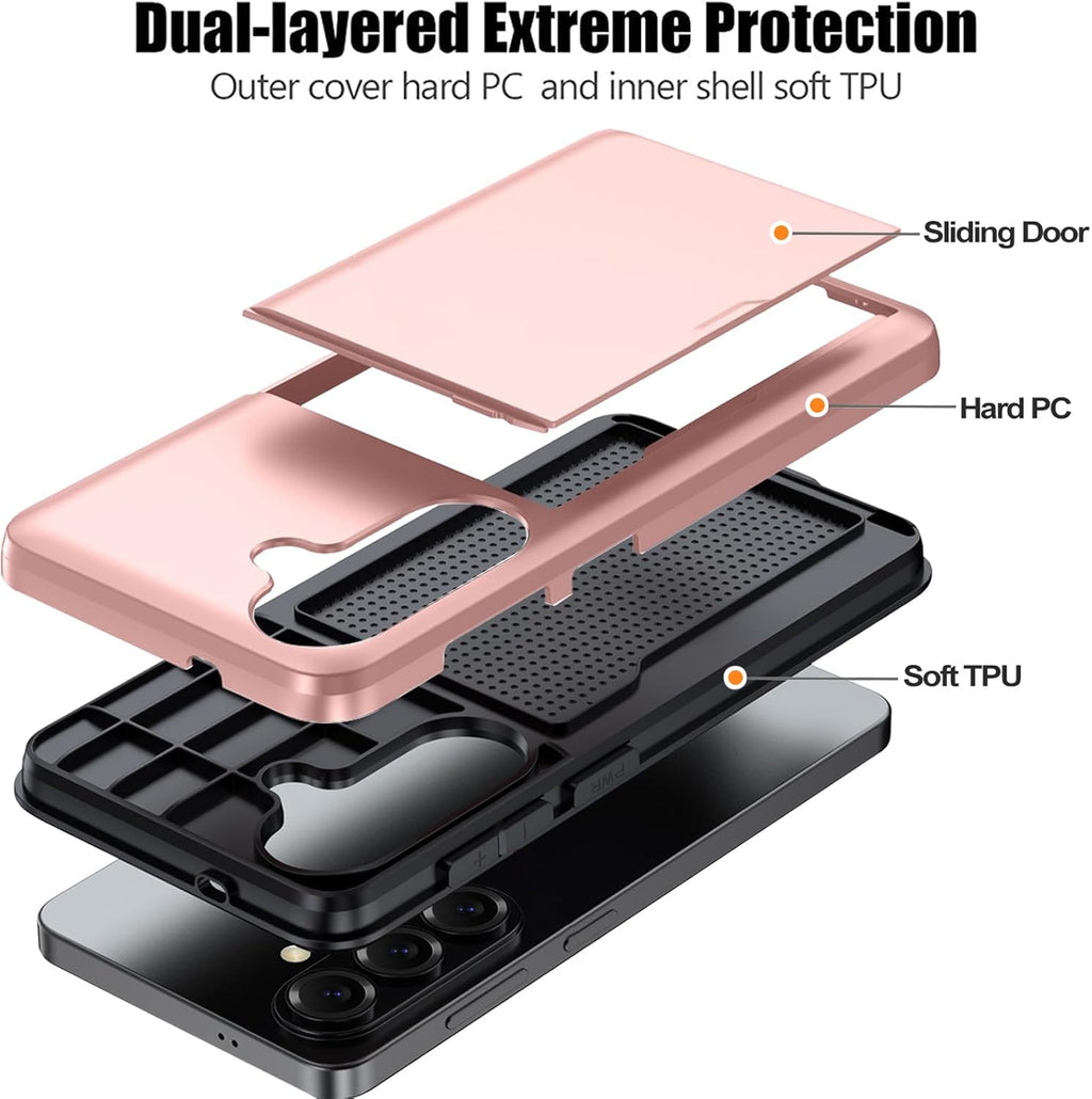 Samsung Galaxy S26 Plus Shockproof Wallet Case Card Cover PINK
