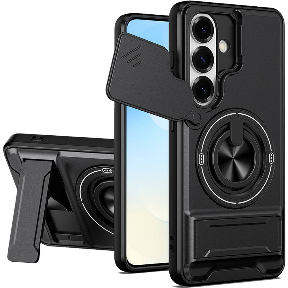 Samsung S26 Magnetic Kickstand Case with Camera Slide Cover BLACK