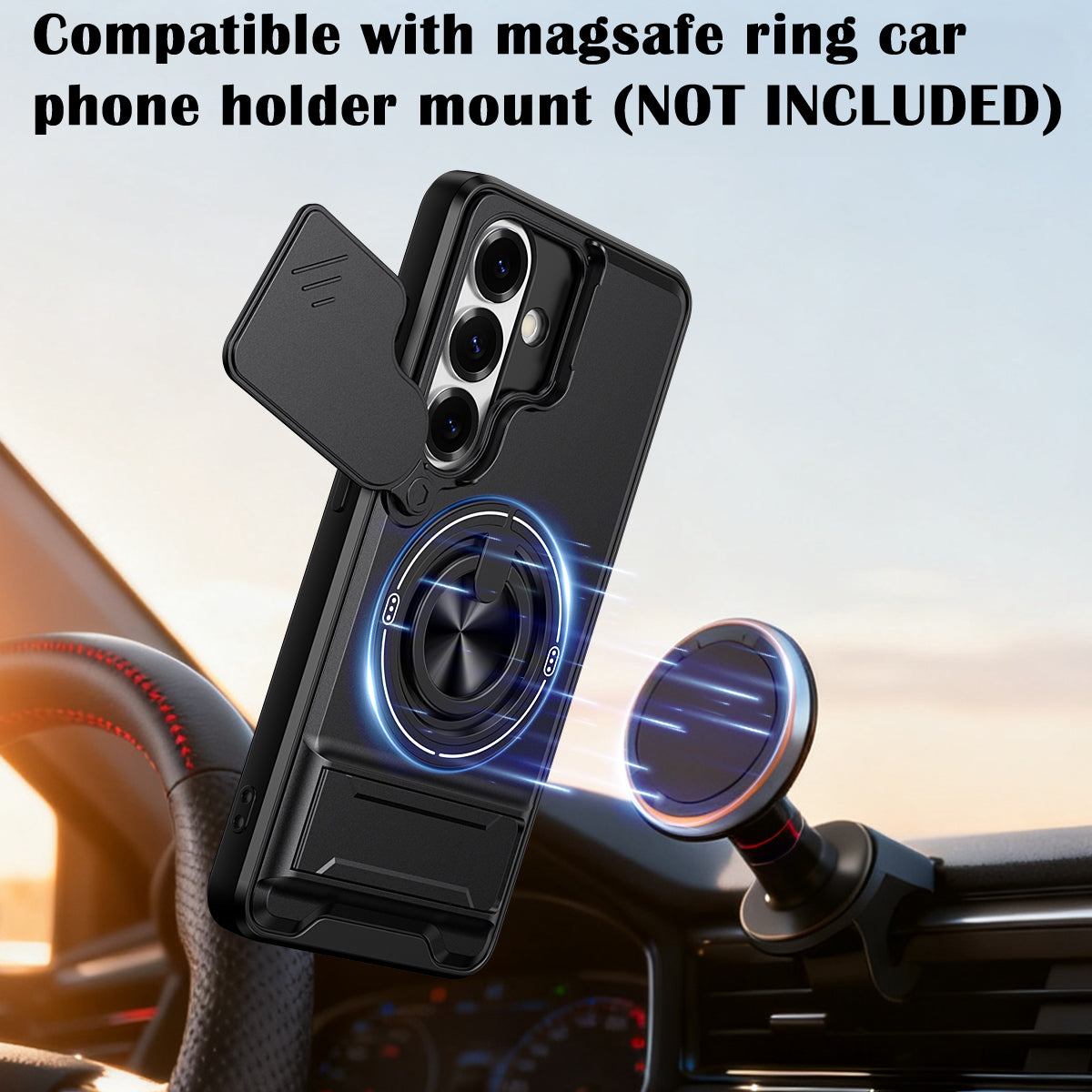 Samsung S26 Magnetic Kickstand Case with Camera Slide Cover RED