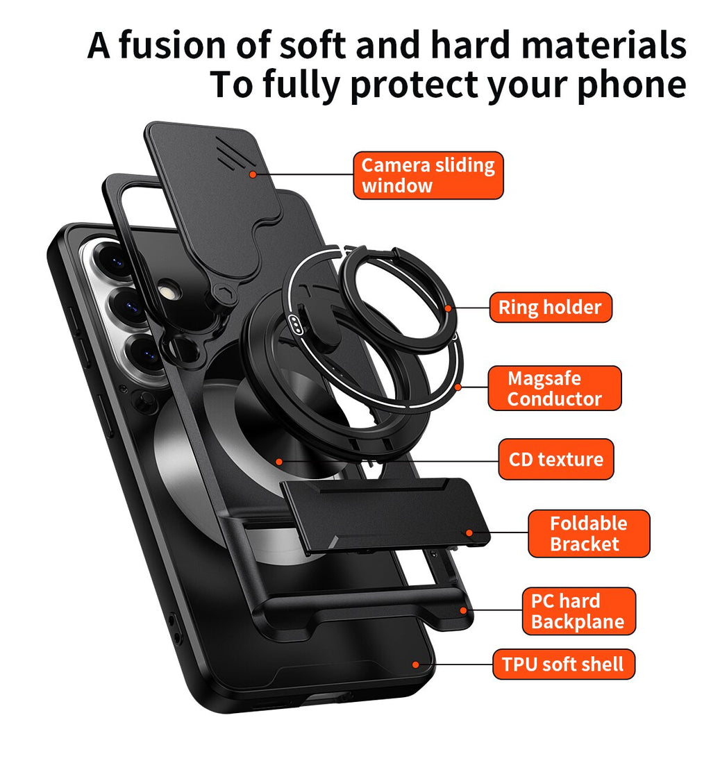 Samsung S26 Magnetic Kickstand Case with Camera Slide Cover RED