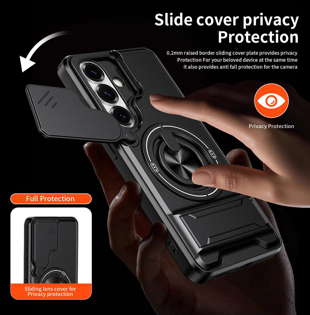Samsung S26 Magnetic Kickstand Case with Camera Slide Cover RED