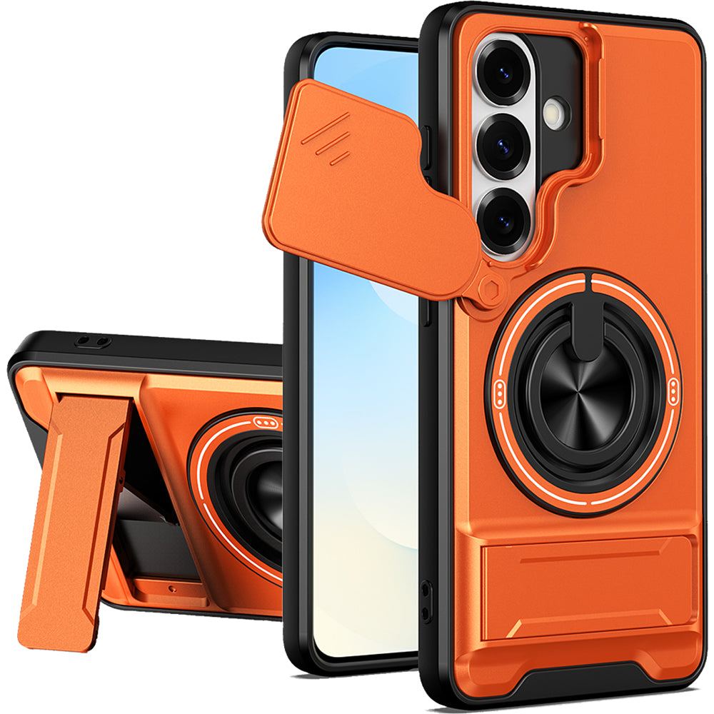 Samsung S26 Magnetic Kickstand Case with Camera Slide Cover ORANGE