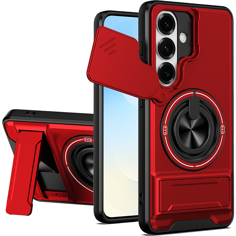 Samsung S26 Magnetic Kickstand Case with Camera Slide Cover RED