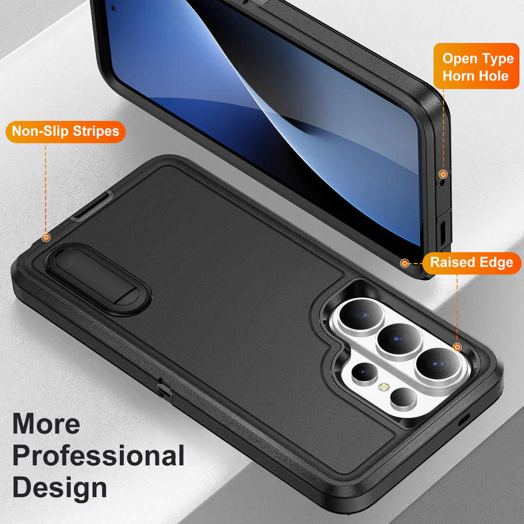 Samsung S26 Ultra Case Shockproof Armor Kickstand [Full Black]