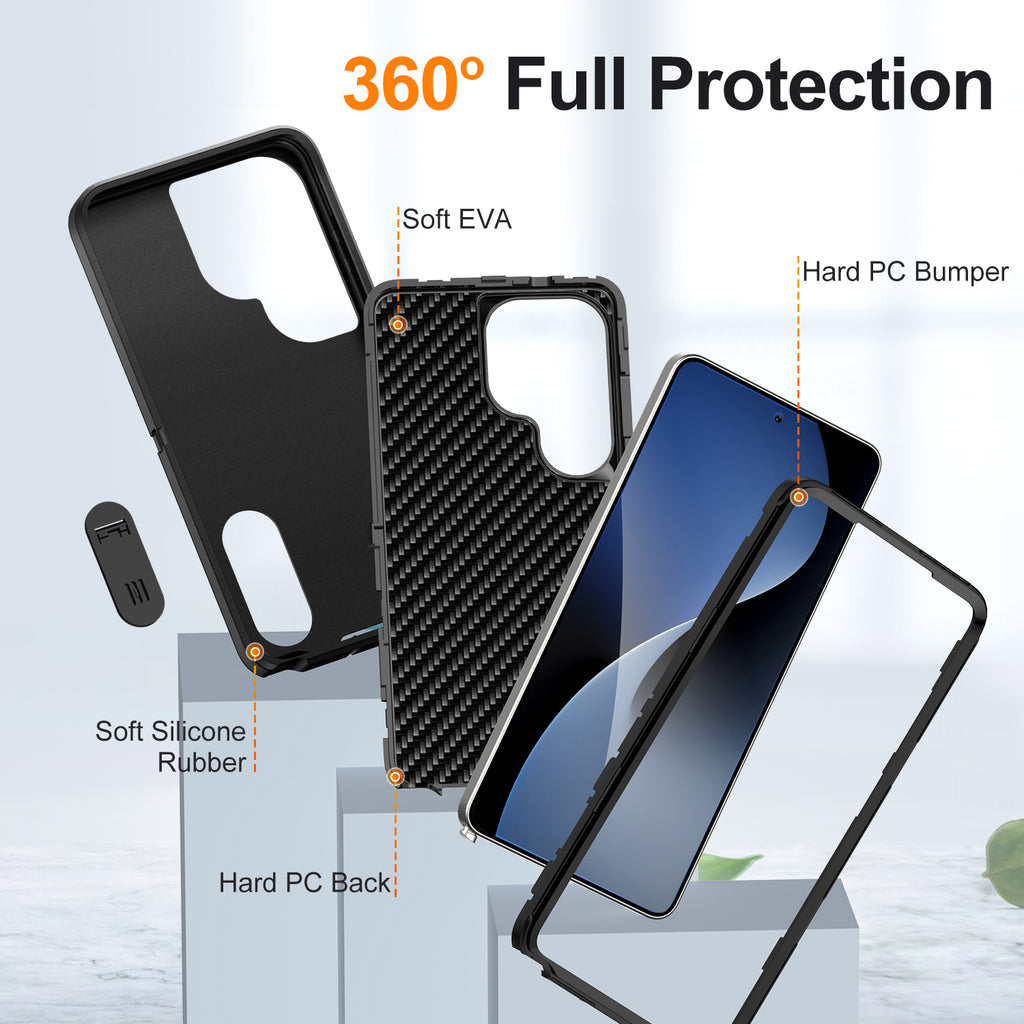 Samsung S26 Ultra Case Shockproof Armor Kickstand [Full Black]