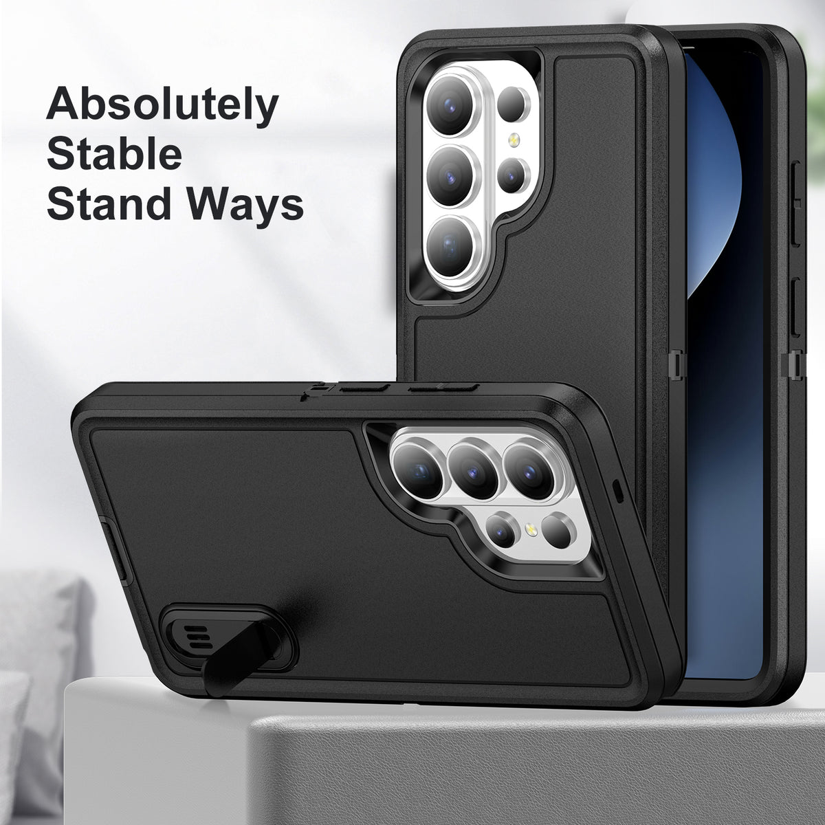 Samsung S26 Ultra Case Shockproof Armor Kickstand [Full Black]