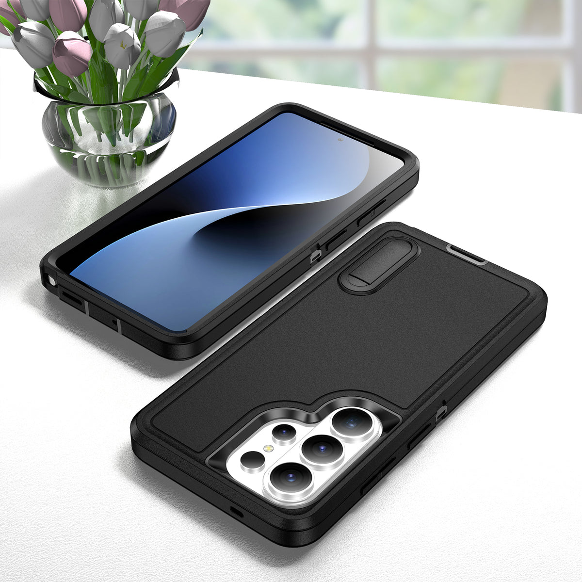 Samsung S26 Ultra Case Shockproof Armor Kickstand [Full Black]