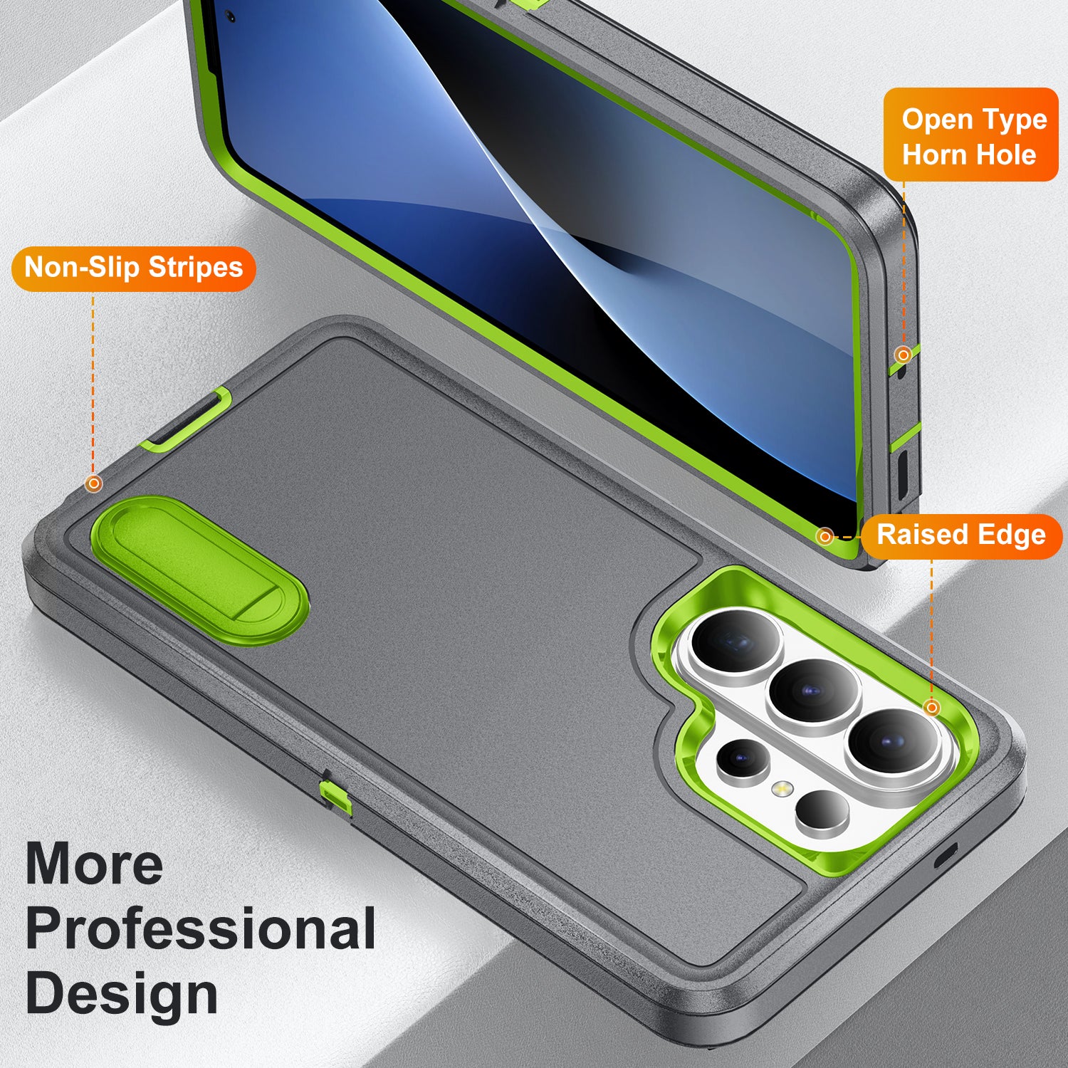 Samsung S26 Ultra Case Shockproof Armor Kickstand [Grey & Light Green]