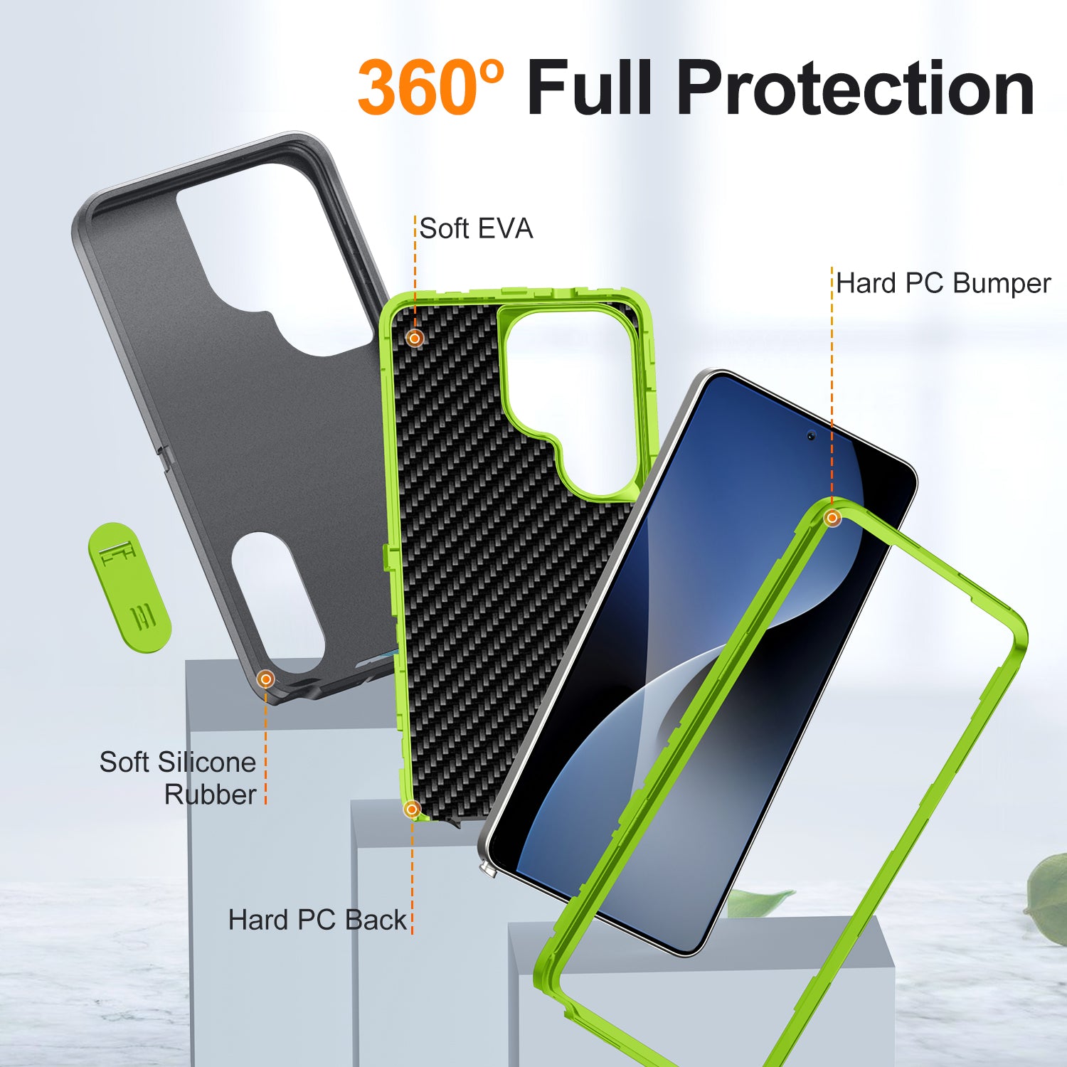 Samsung S26 Ultra Case Shockproof Armor Kickstand [Grey & Light Green]