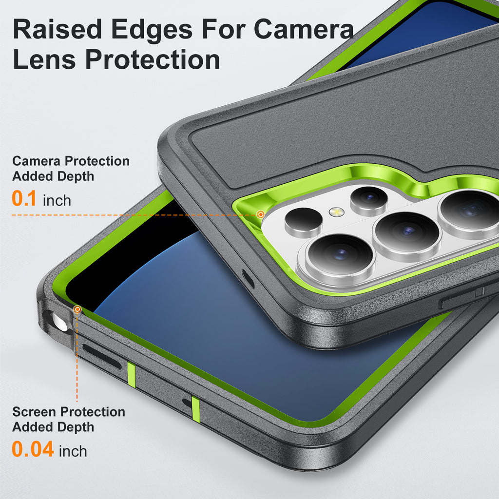 Samsung S26 Ultra Case Shockproof Armor Kickstand [Grey & Light Green]