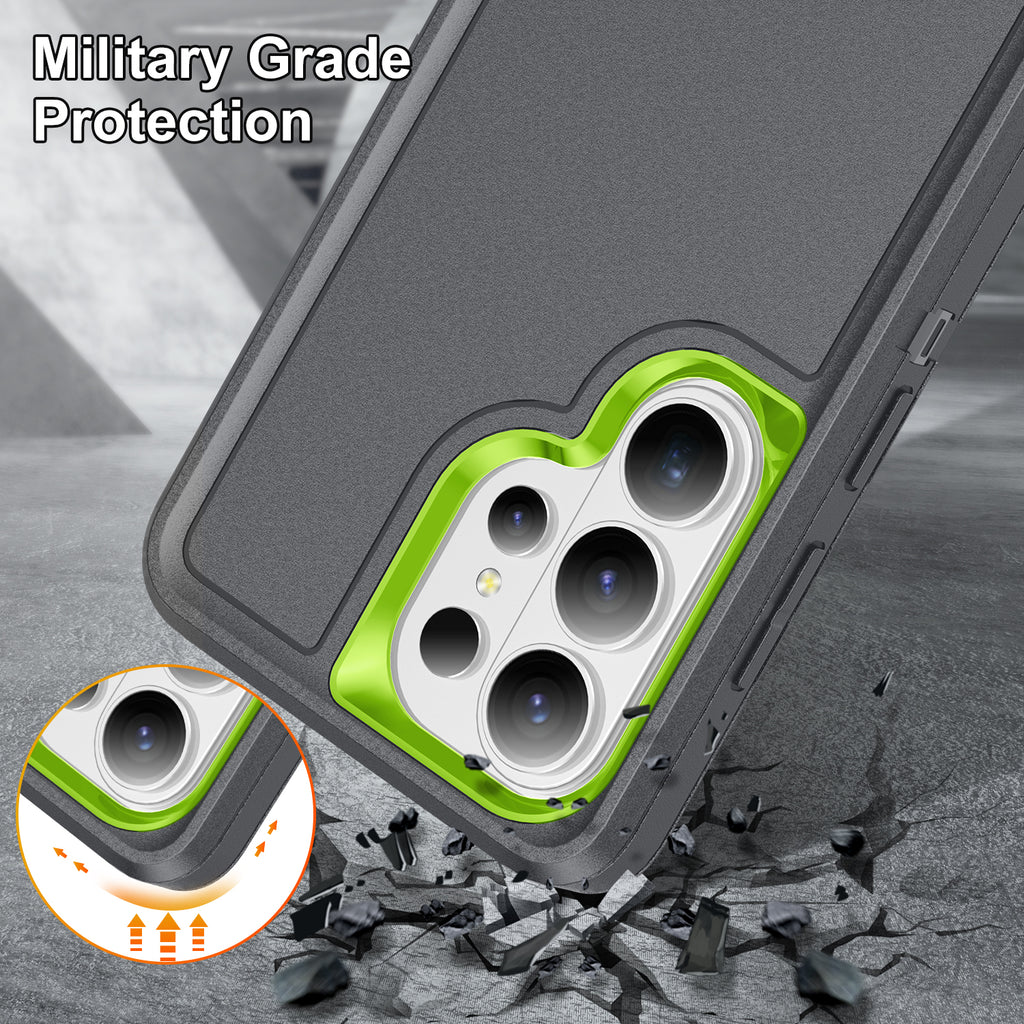 Samsung S26 Ultra Case Shockproof Armor Kickstand [Grey & Light Green]