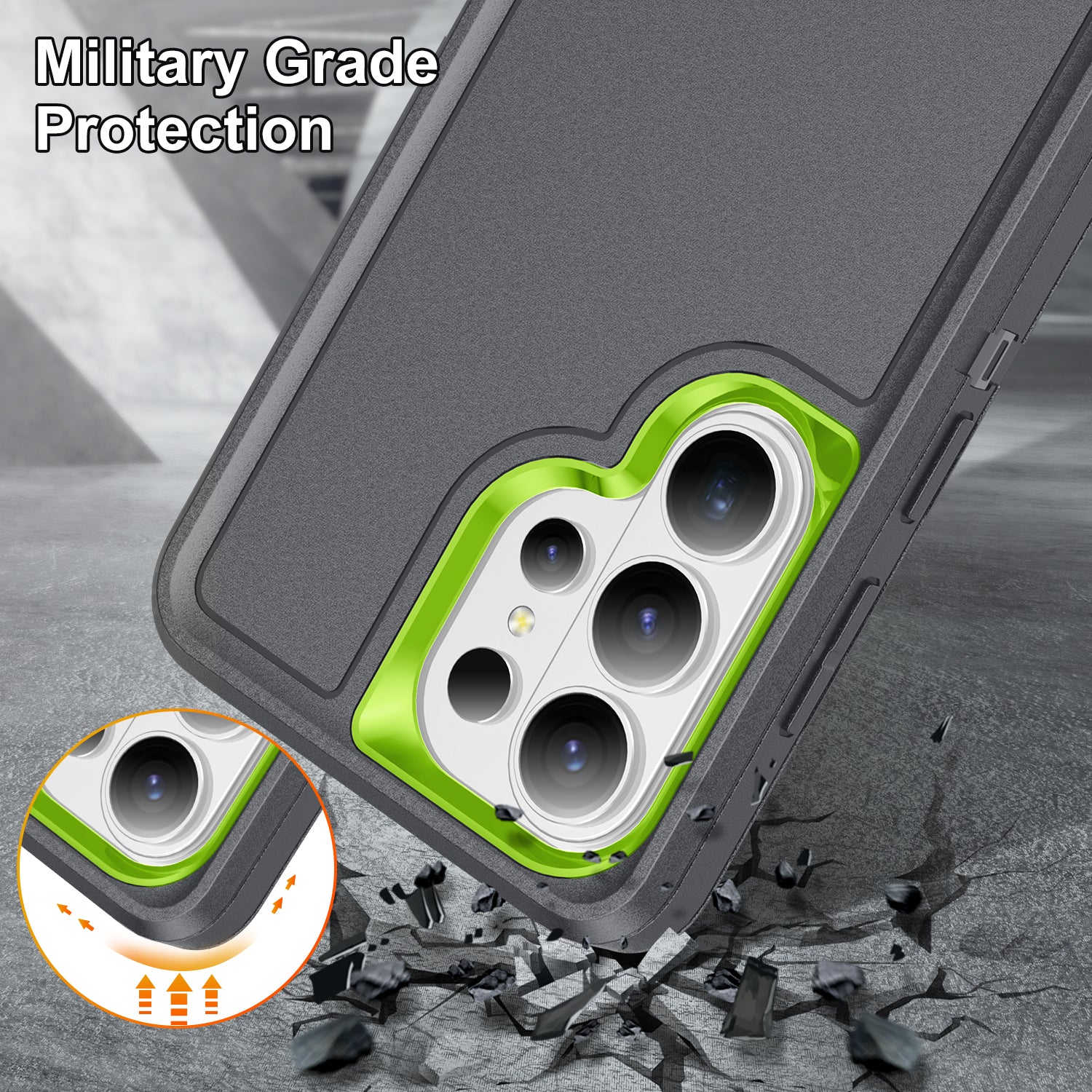 Samsung S26 Ultra Case Shockproof Armor Kickstand [Grey & Light Green]