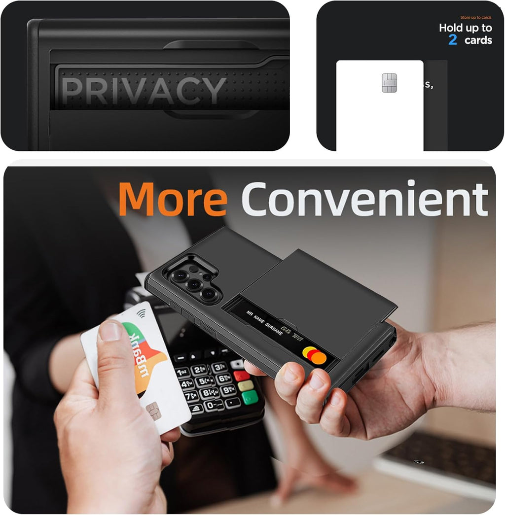 Samsung Galaxy S26 Ultra Shockproof Wallet Case Card Cover BLACK