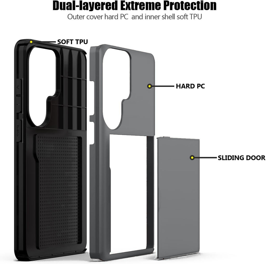 Samsung Galaxy S26 Ultra Shockproof Wallet Case Card Cover GREY