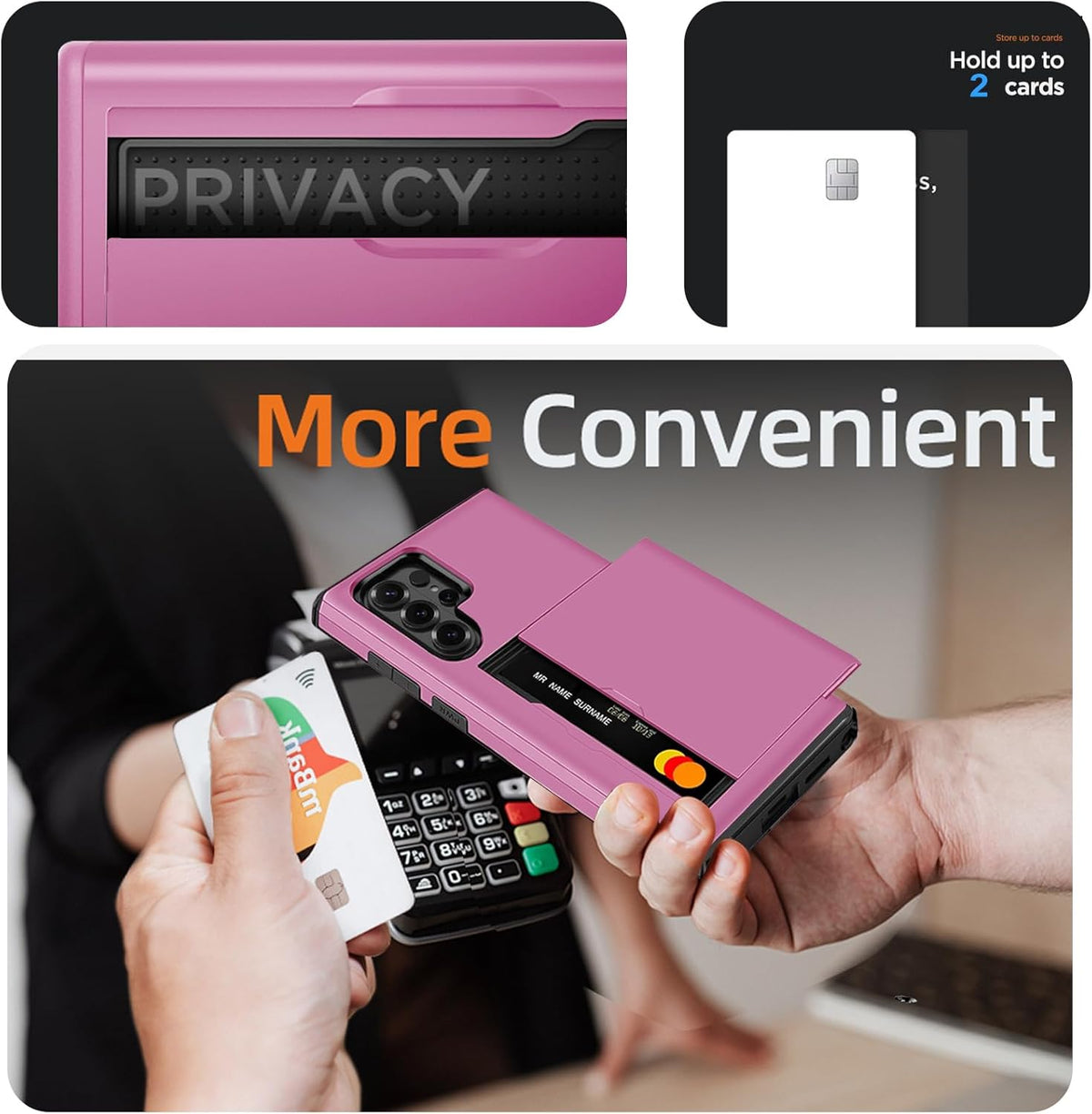 Samsung Galaxy S26 Ultra Shockproof Wallet Case Card Cover HOT PINK