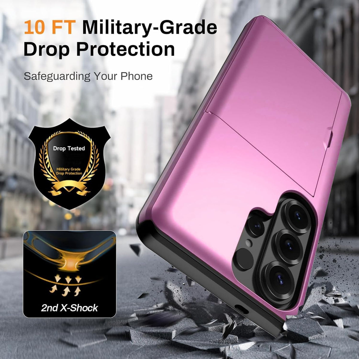 Samsung Galaxy S26 Ultra Shockproof Wallet Case Card Cover HOT PINK