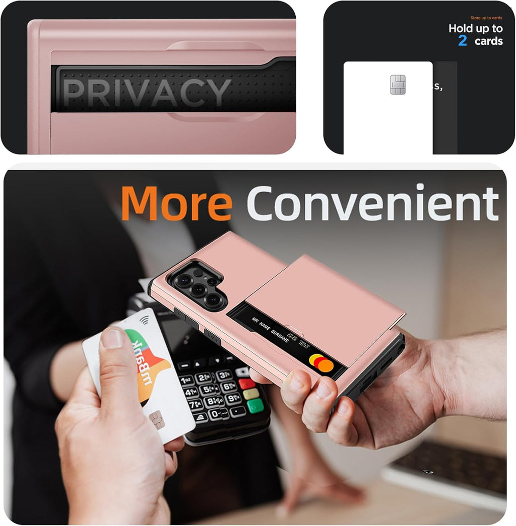 Samsung Galaxy S26 Ultra Shockproof Wallet Case Card Cover PINK