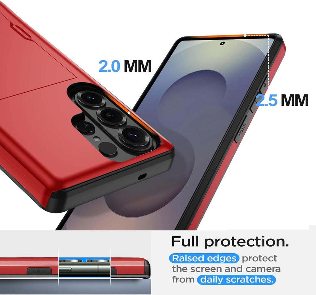 Samsung Galaxy S26 Ultra Shockproof Wallet Case Card Cover RED
