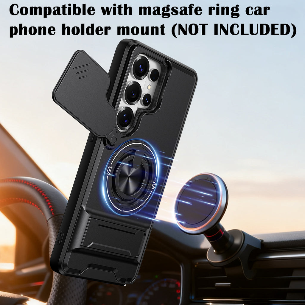 Samsung S26 Ultra Magnetic Kickstand Case with Camera Slide Cover ORANGE