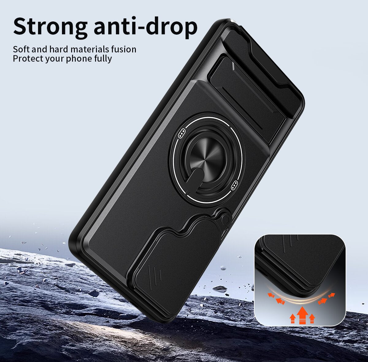 Samsung S26 Ultra Magnetic Kickstand Case with Camera Slide Cover ORANGE