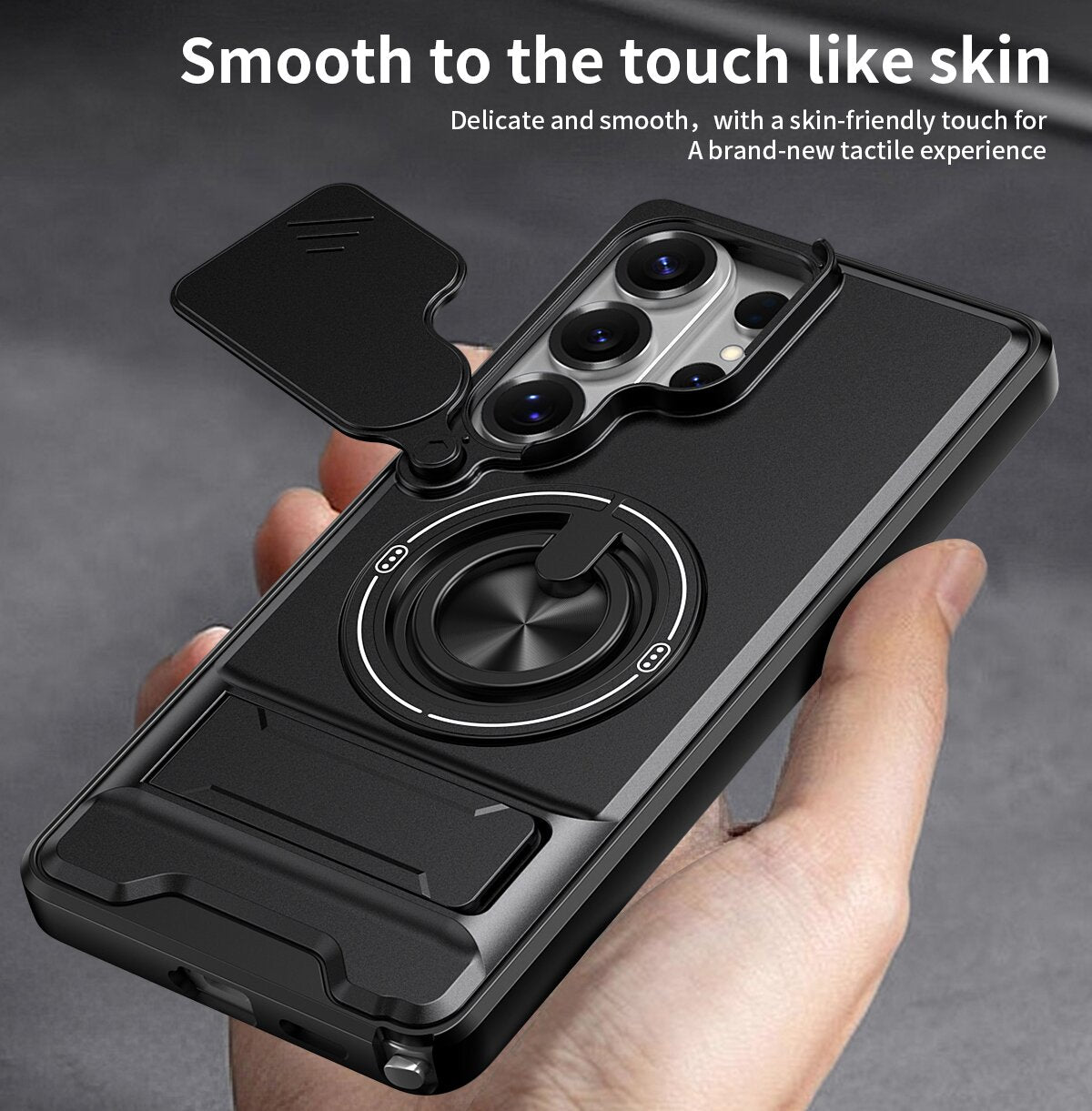 Samsung S26 Ultra Magnetic Kickstand Case with Camera Slide Cover ORANGE