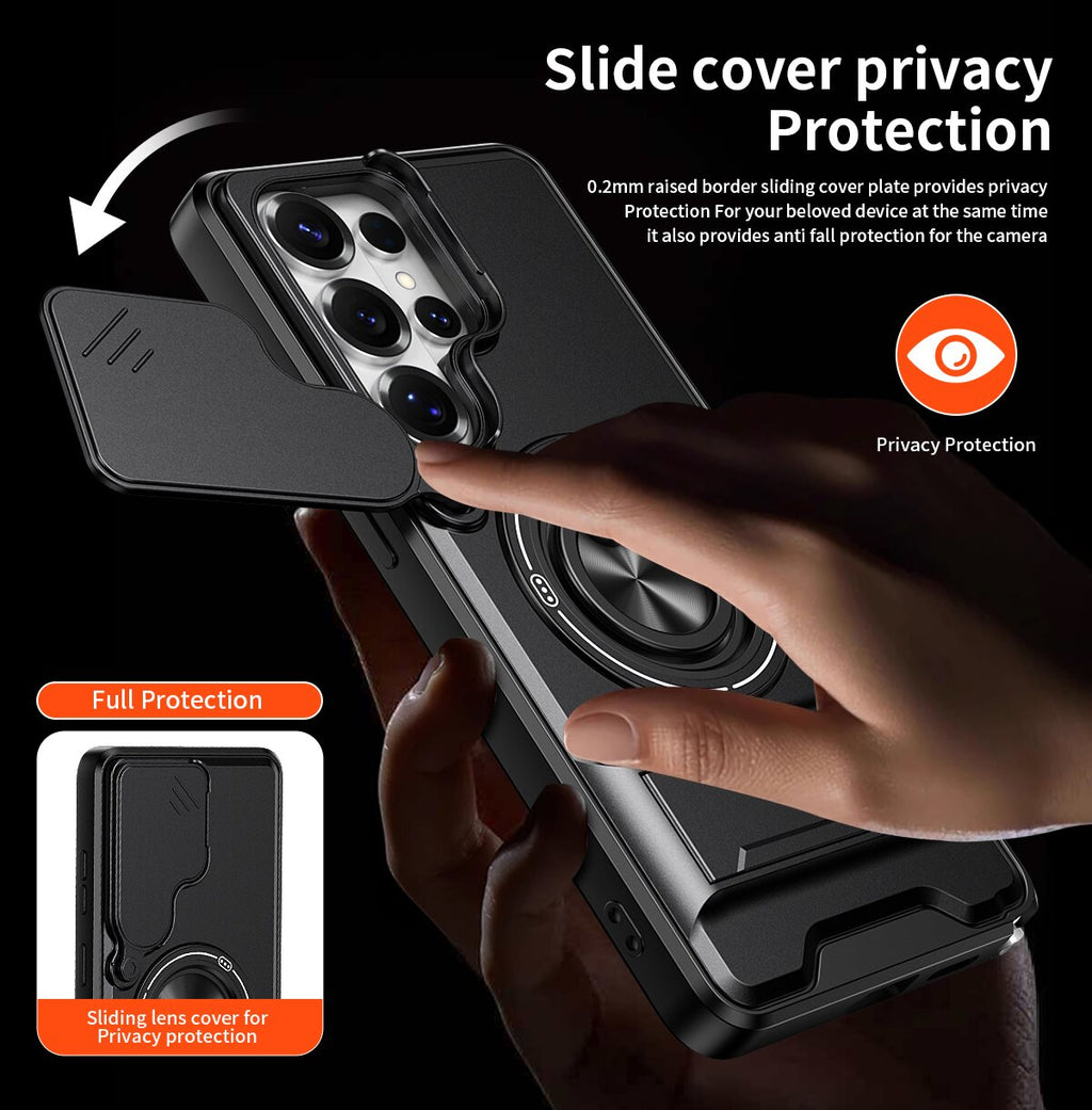Samsung S26 Ultra Magnetic Kickstand Case with Camera Slide Cover ORANGE