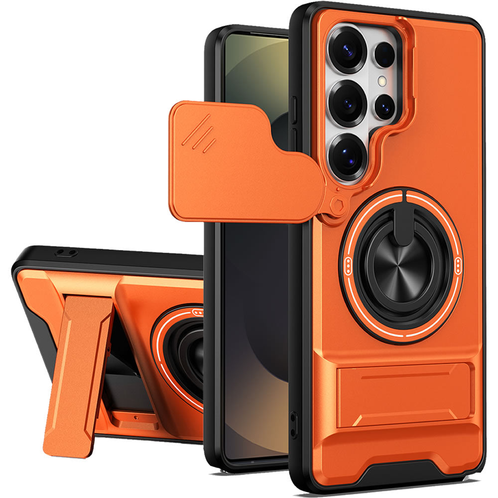 Samsung S26 Ultra Magnetic Kickstand Case with Camera Slide Cover ORANGE