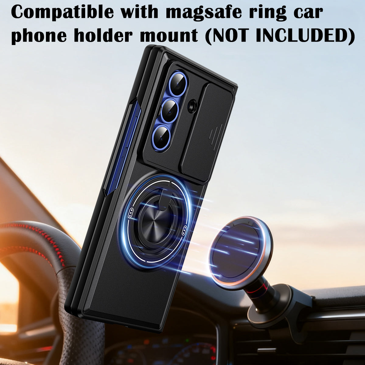 Samsung Z Fold 7 Magnetic Kickstand Case with Camera Slide Cover ORANGE
