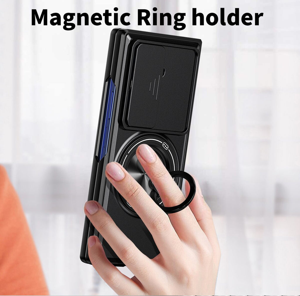 Samsung Z Fold 7 Magnetic Kickstand Case with Camera Slide Cover ORANGE