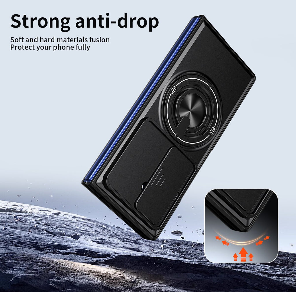 Samsung Z Fold 7 Magnetic Kickstand Case with Camera Slide Cover ORANGE