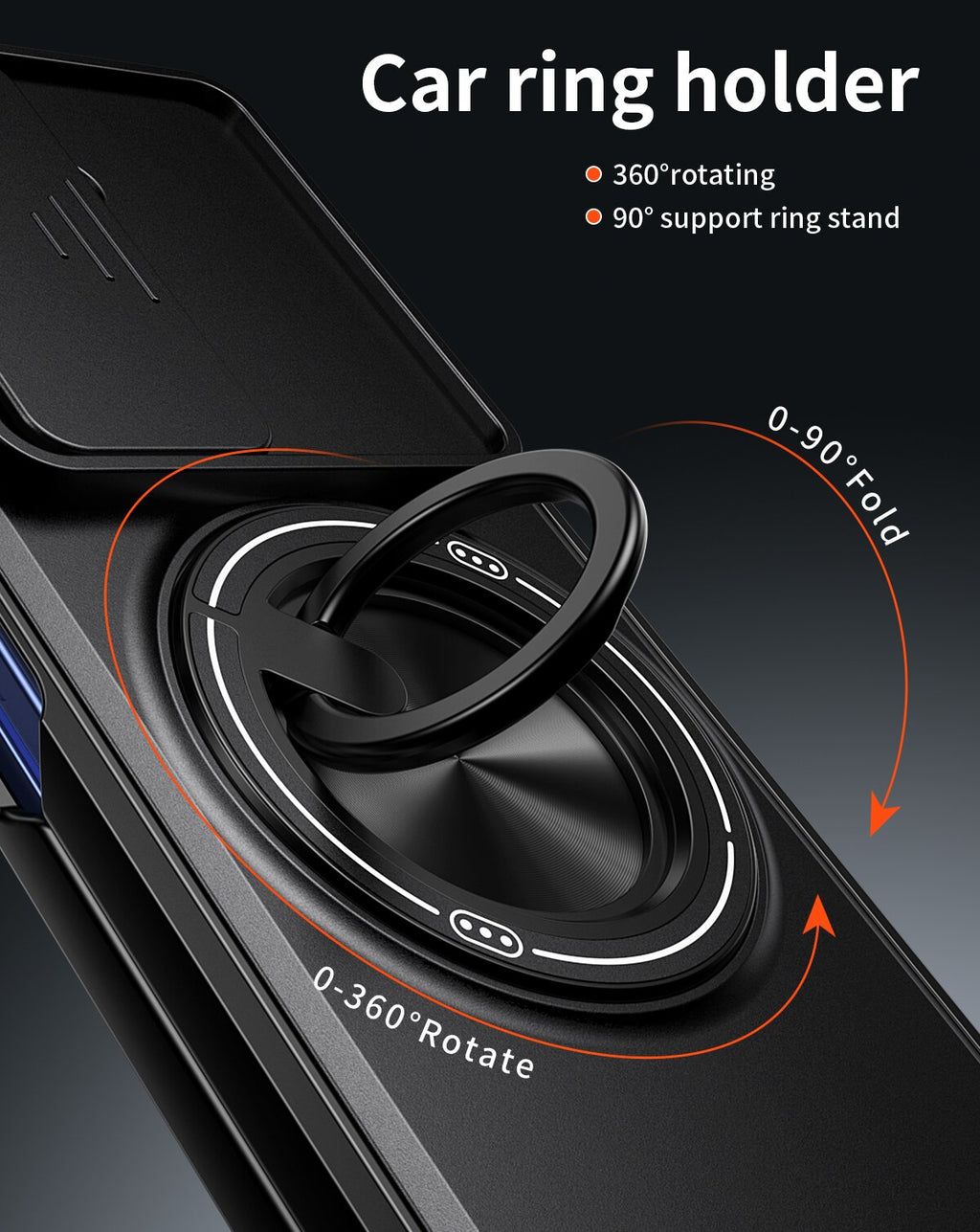 Samsung Z Fold 7 Magnetic Kickstand Case with Camera Slide Cover ORANGE