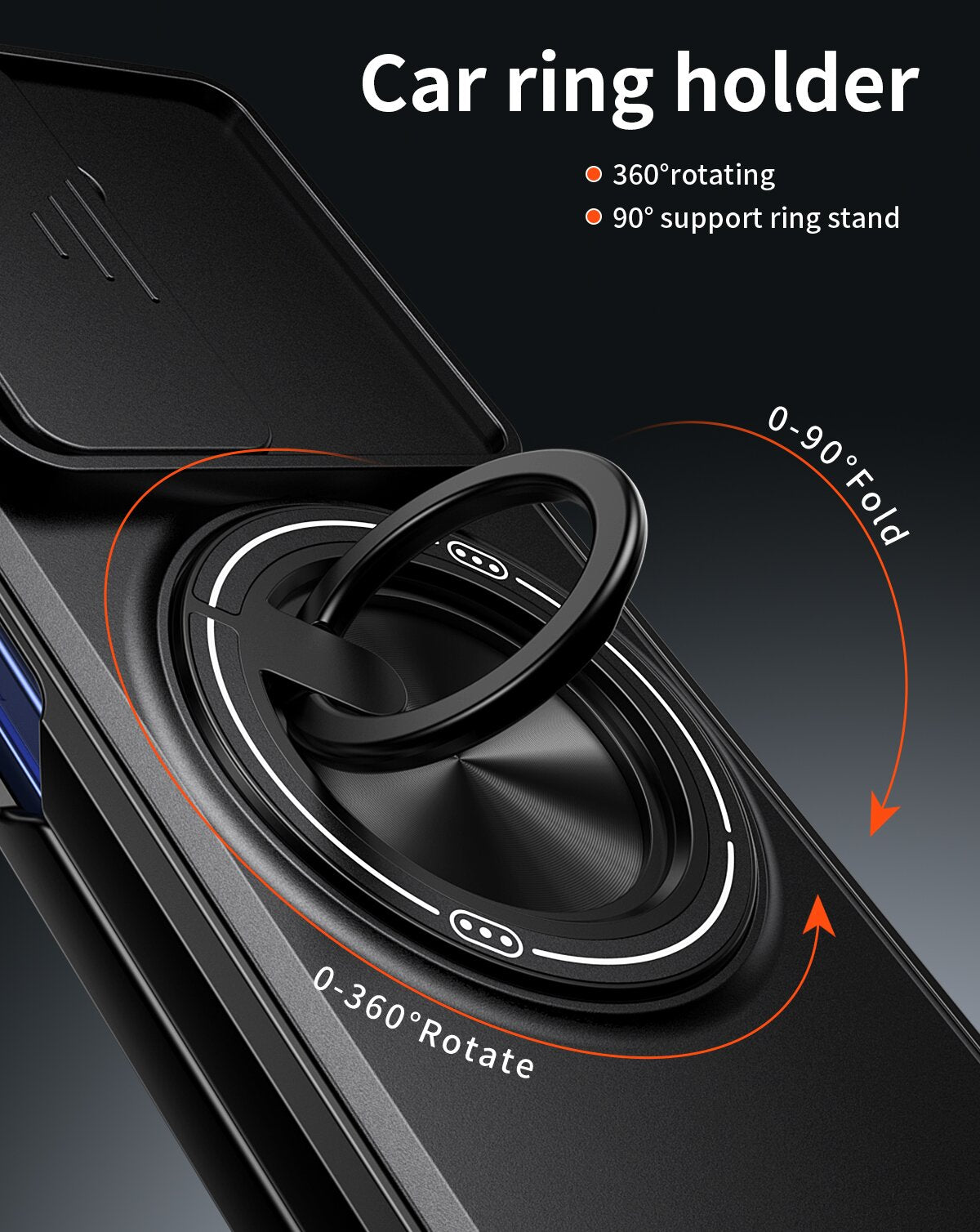 Samsung Z Fold 7 Magnetic Kickstand Case with Camera Slide Cover ORANGE