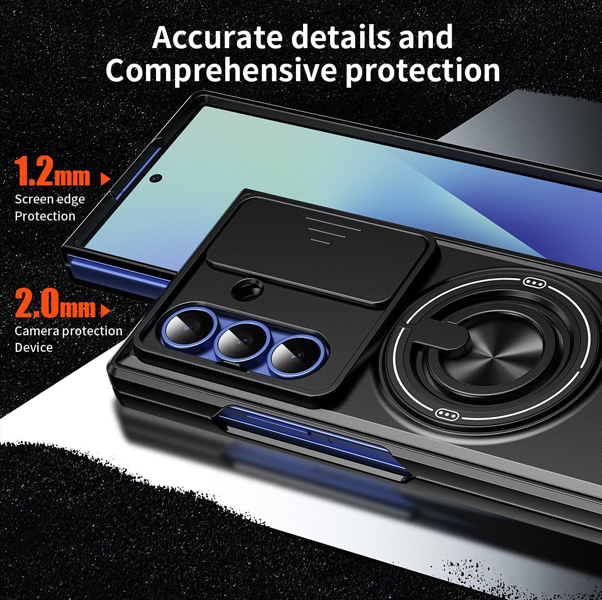 Samsung Z Fold 7 Magnetic Kickstand Case with Camera Slide Cover ORANGE