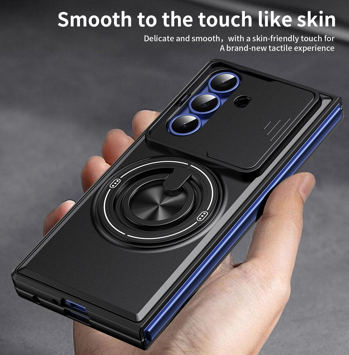 Samsung Z Fold 7 Magnetic Kickstand Case with Camera Slide Cover ORANGE