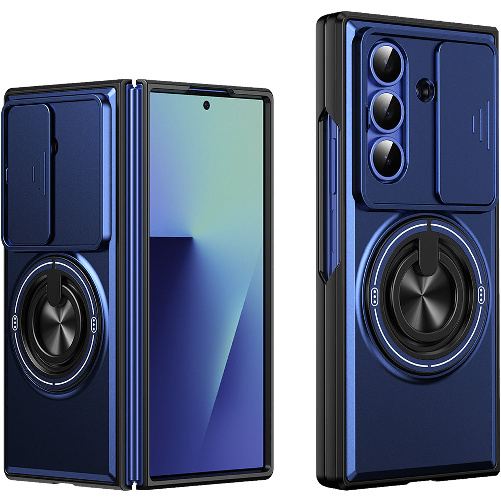 Samsung Z Fold 7 Magnetic Kickstand Case with Camera Slide Cover BLUE
