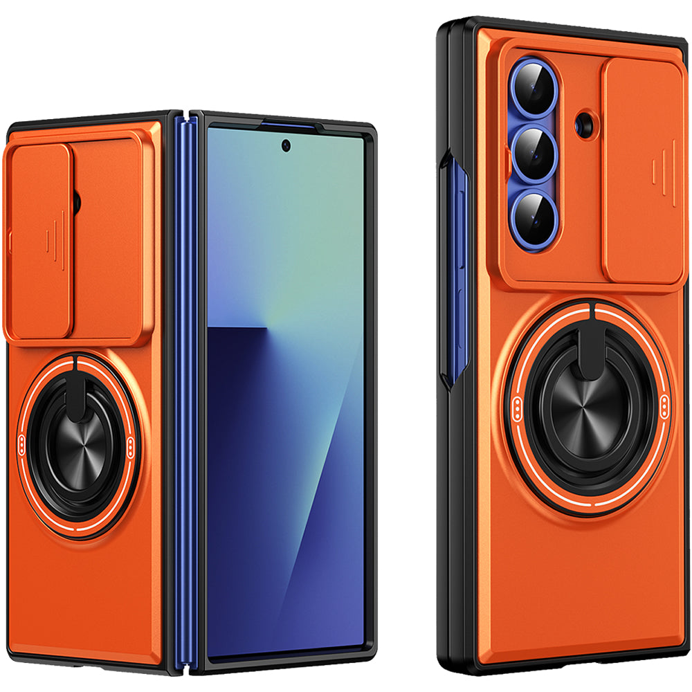 Samsung Z Fold 7 Magnetic Kickstand Case with Camera Slide Cover ORANGE