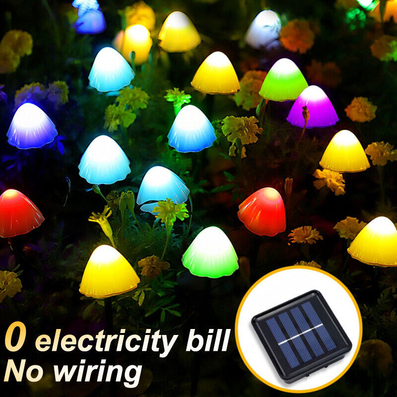 5m 20LED Solar Mushroom String Lights