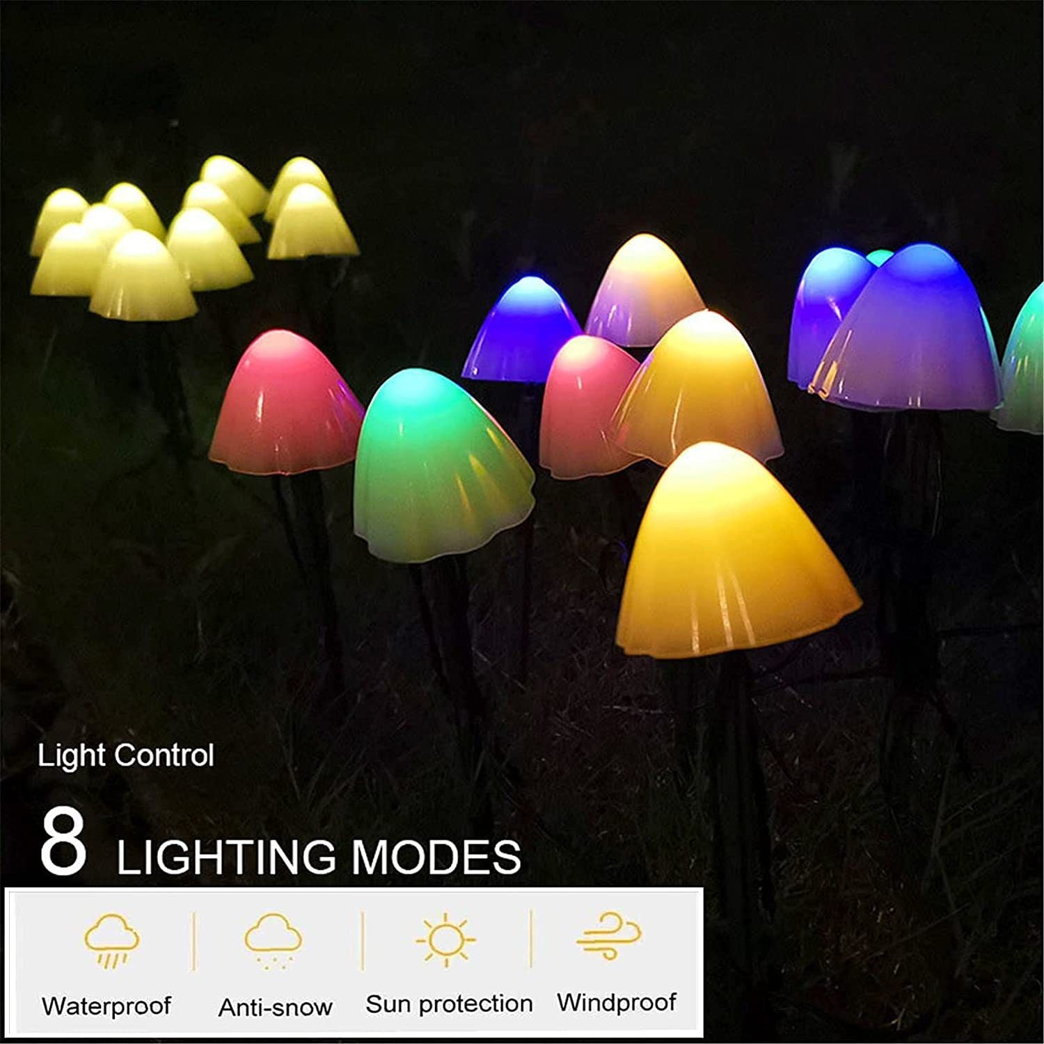 5m 20LED Solar Mushroom String Lights