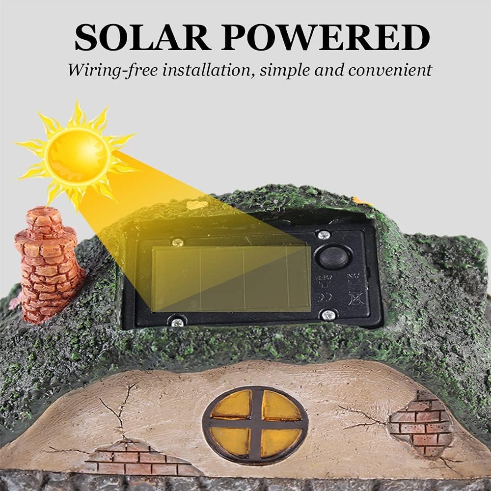Solar Fairy House Garden Statue LED Resin Outdoor Fairy Garden Decor