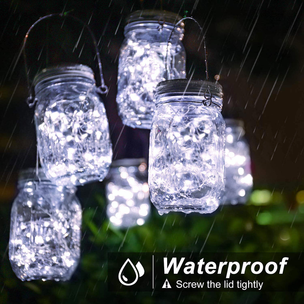 Solar Mason Jar Garden Lantern Lights-Cool White