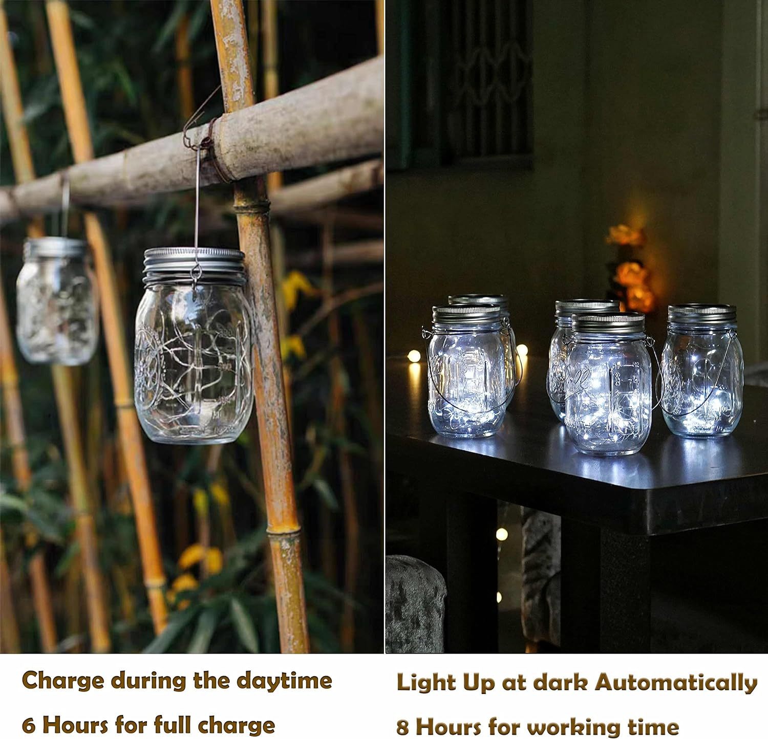 Solar Mason Jar Garden Lantern Lights-Cool White