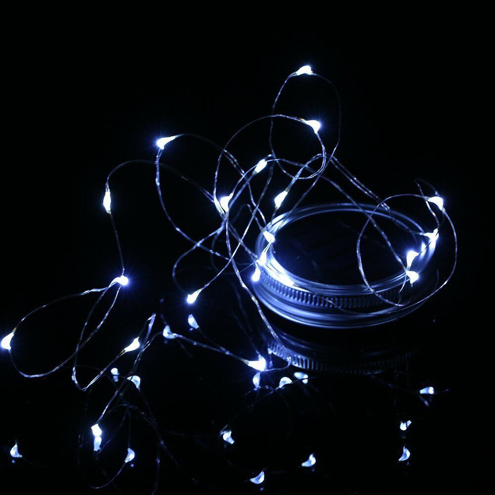 Solar Mason Jar Garden Lantern Lights-Cool White