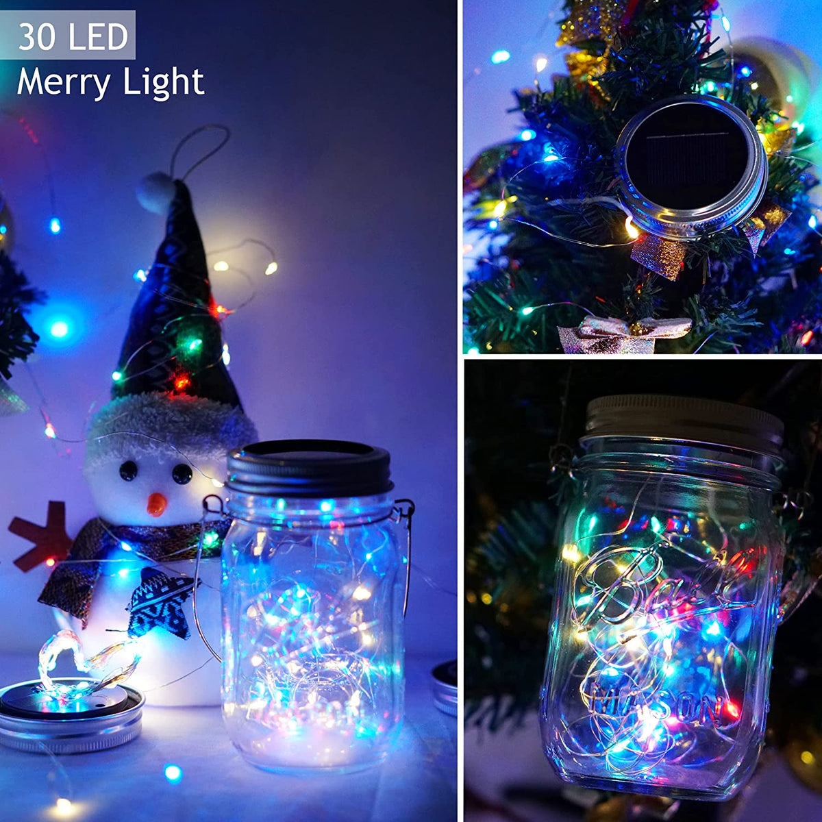 Solar Mason Jar Garden Lantern Lights-Multicolor