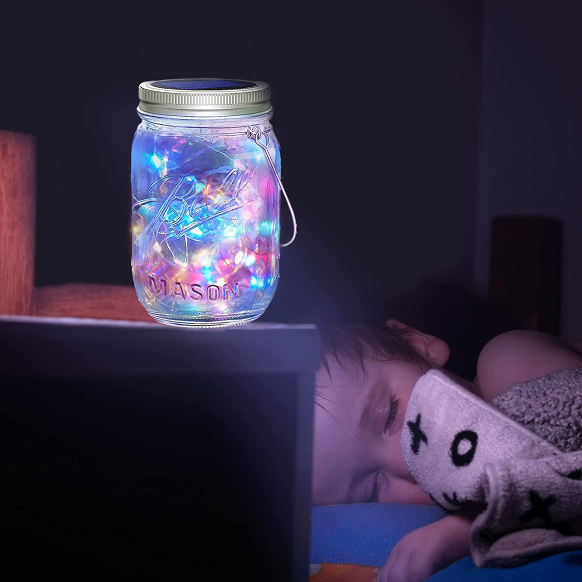 Solar Mason Jar Garden Lantern Lights-Multicolor