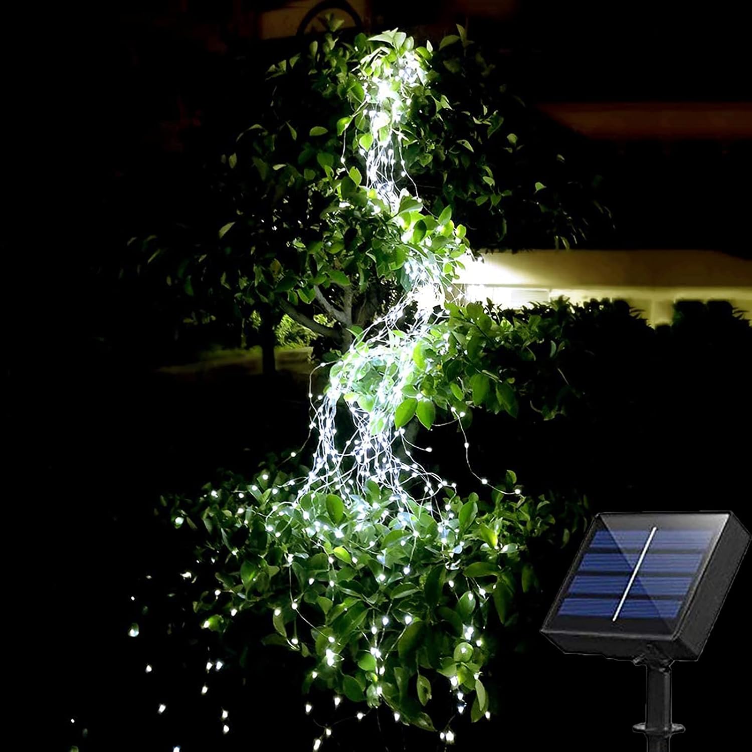 1m 100LEDs Solar Waterfall Lights Waterproof Outdoor Solar Garden Fairy String Lights