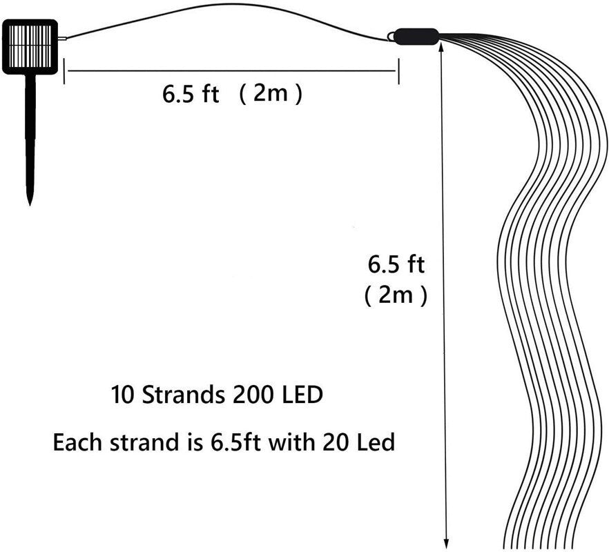 Solar Waterfall Garden String Lights-Multicolor